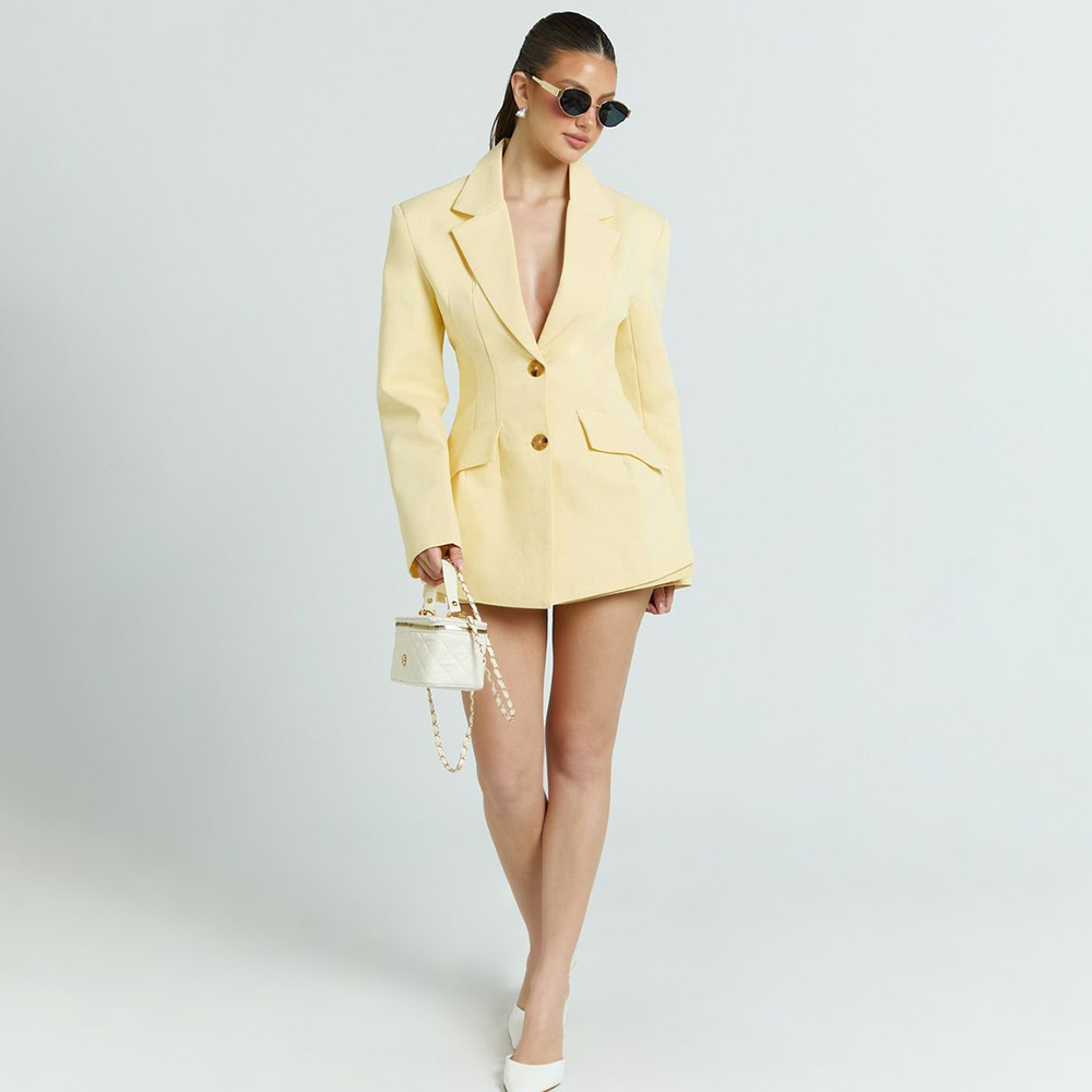 Women'S Office Formal Wear For Ladies - Ensemble tailleur 2 pièces jaune clair