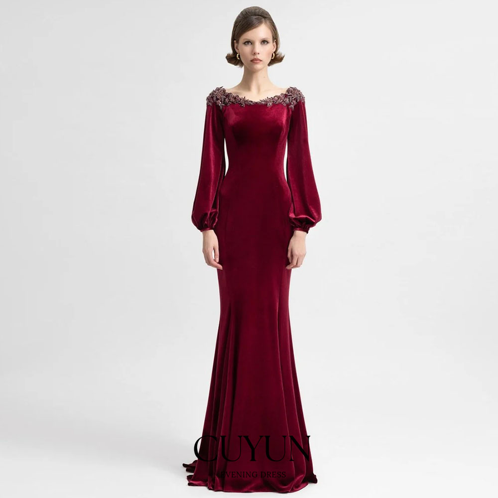 Women'S Semi Formal Evening Wear - CUYUN personnalisé Semi-sirène bordeaux robe de