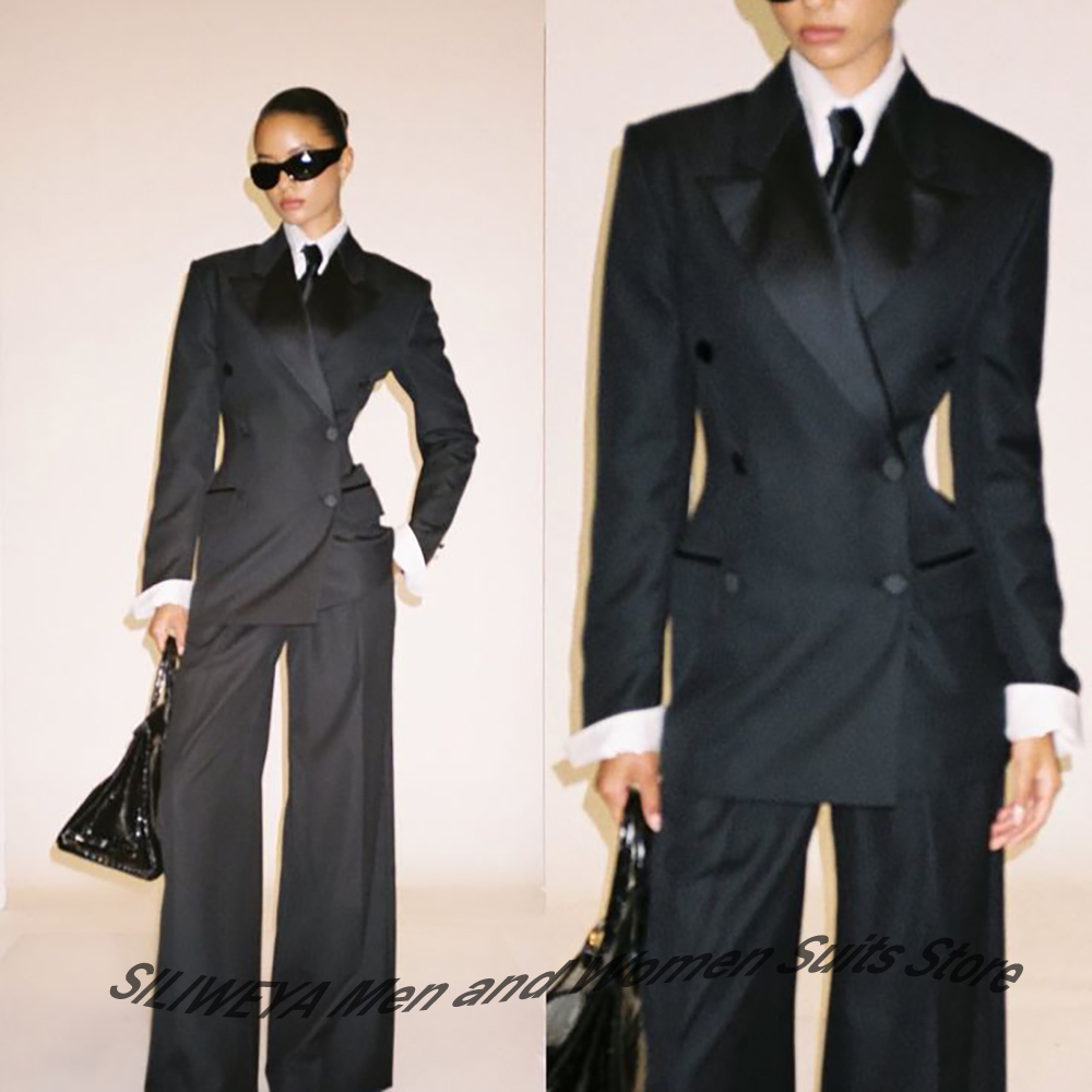 Women Formal Wear Shirts - Costume professionnel noir à Double boutonnage