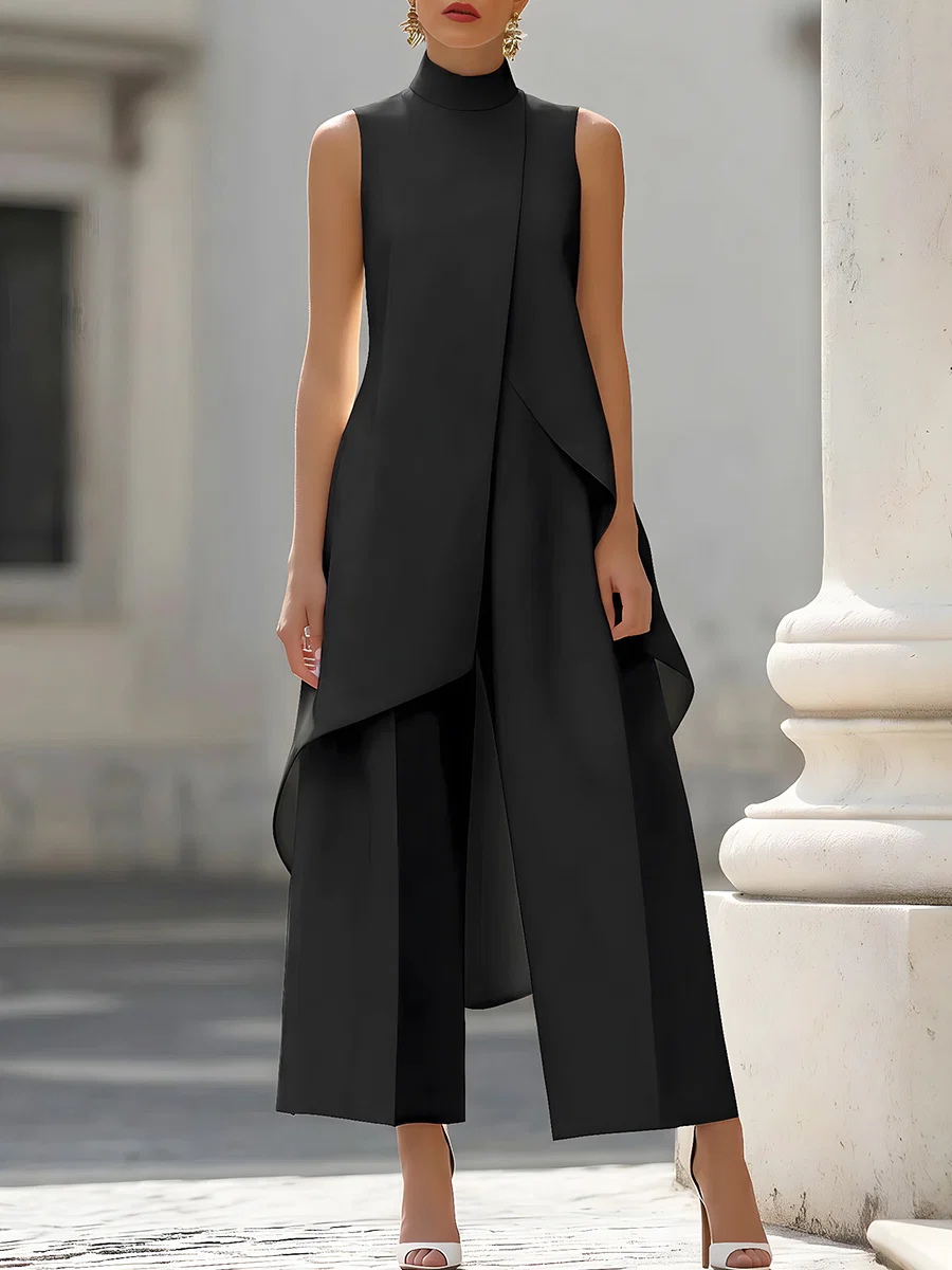 Women'S Office Formal Wear For Ladies - Combinaison sans manches à col montant