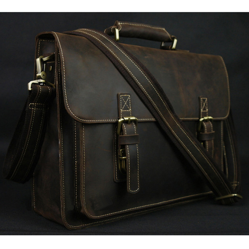 Structured Handbag Work - Sac messager en cuir véritable pour