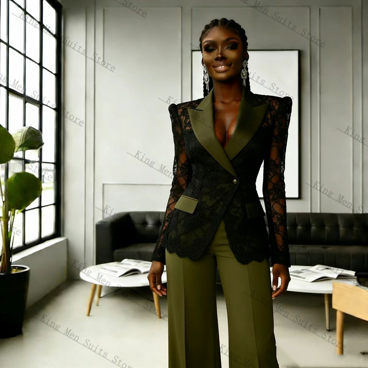 Women'S Formal Wear For A Wedding Guest - Ensemble tailleur femme vert et noir