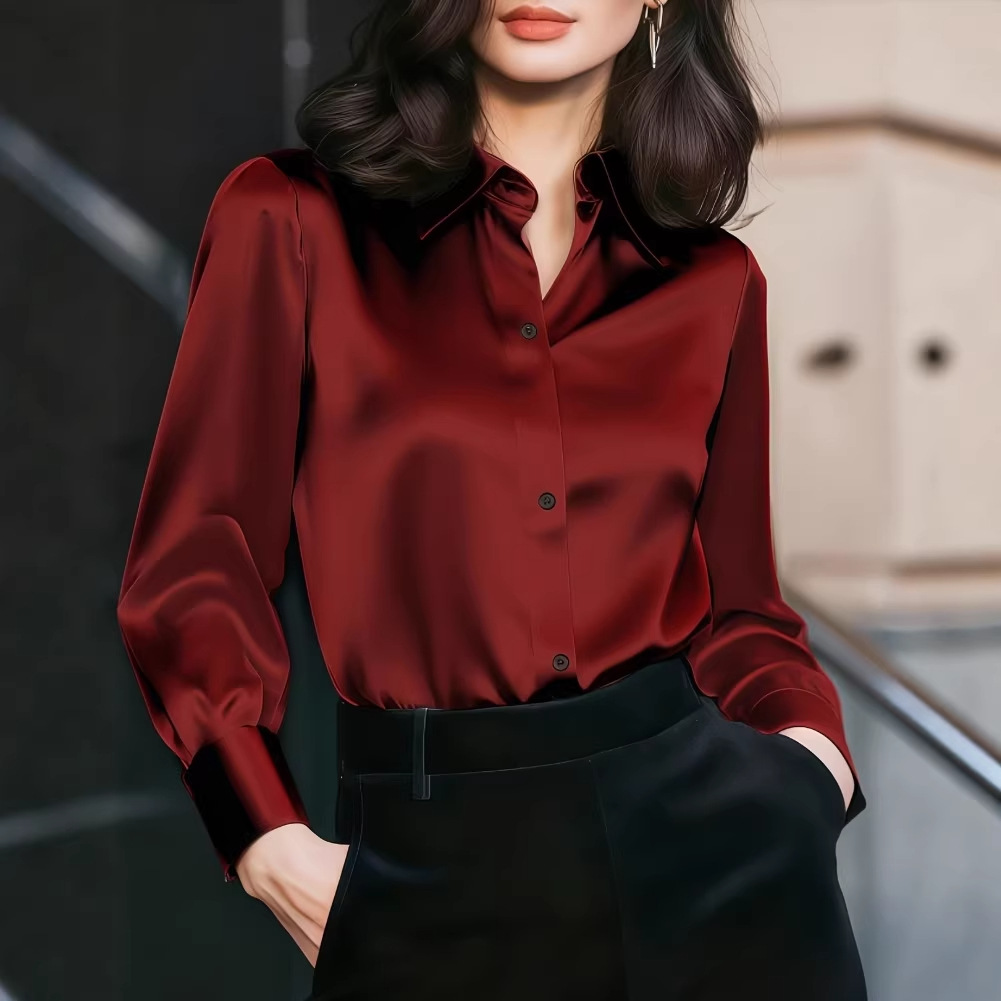 Women'S Office Formal Wear For Ladies - Chemisier pour femmes en satin à