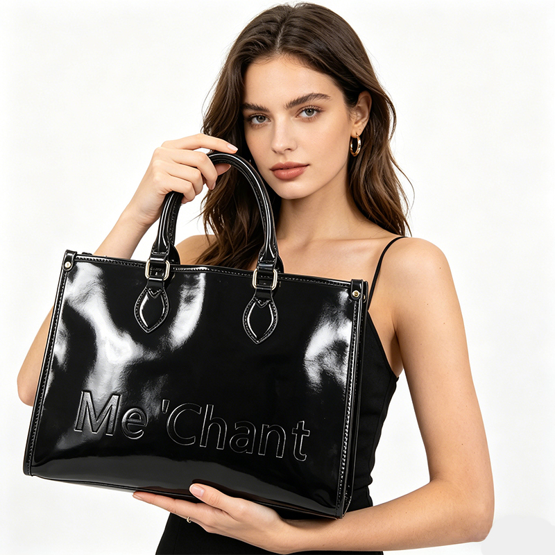 Sac fourre-tout noir brillant  - Structured Handbag Work avis et prix