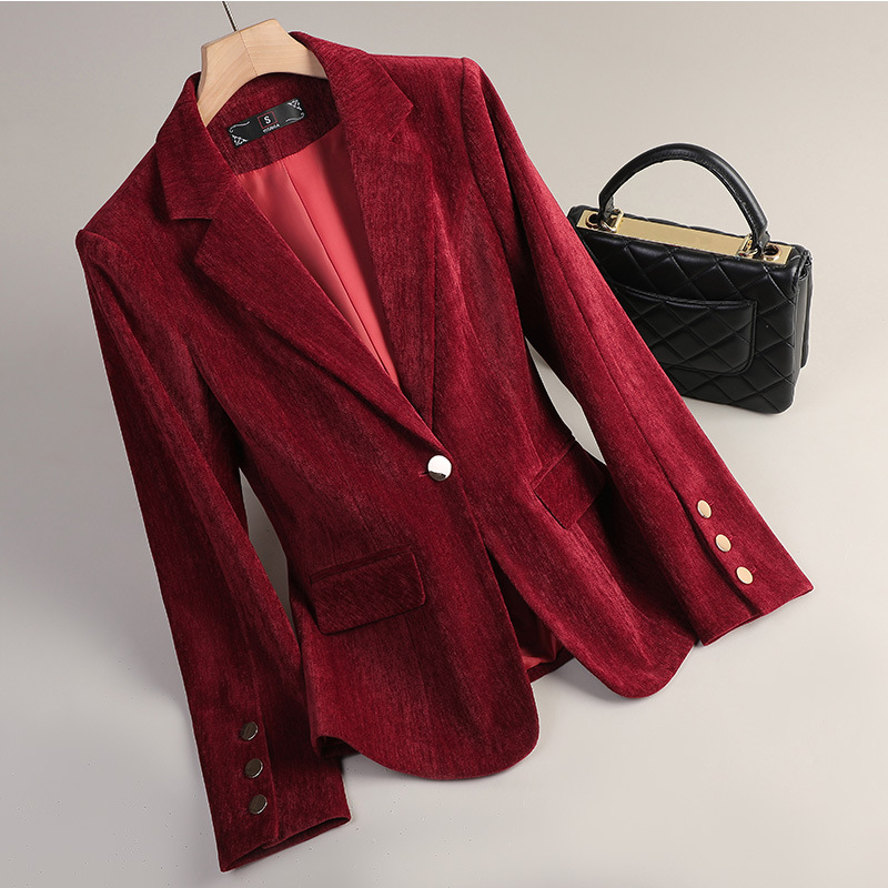 Blazer en velours jaune or pou - Women'S Office Formal Wear For Ladies avis et prix