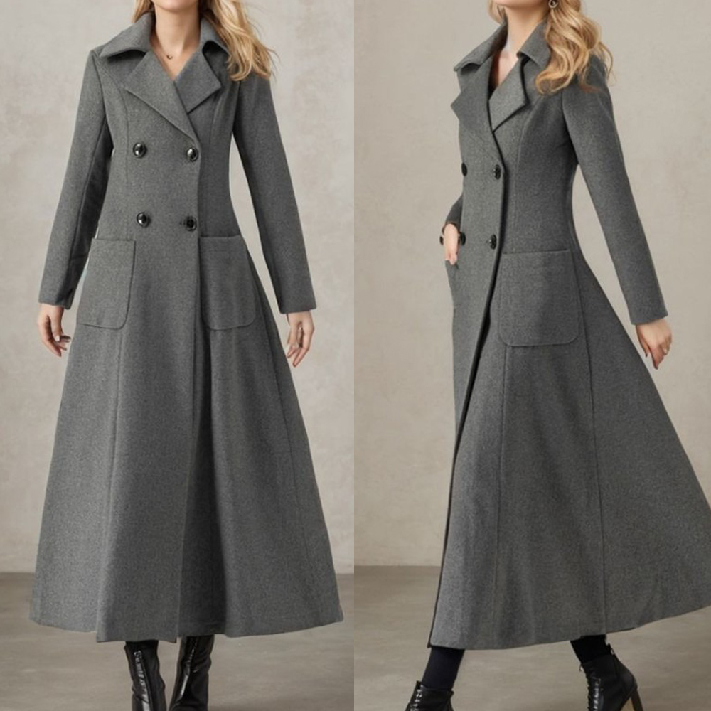 Veste longue grise en laine po - Tailored Coat Wool avis et prix