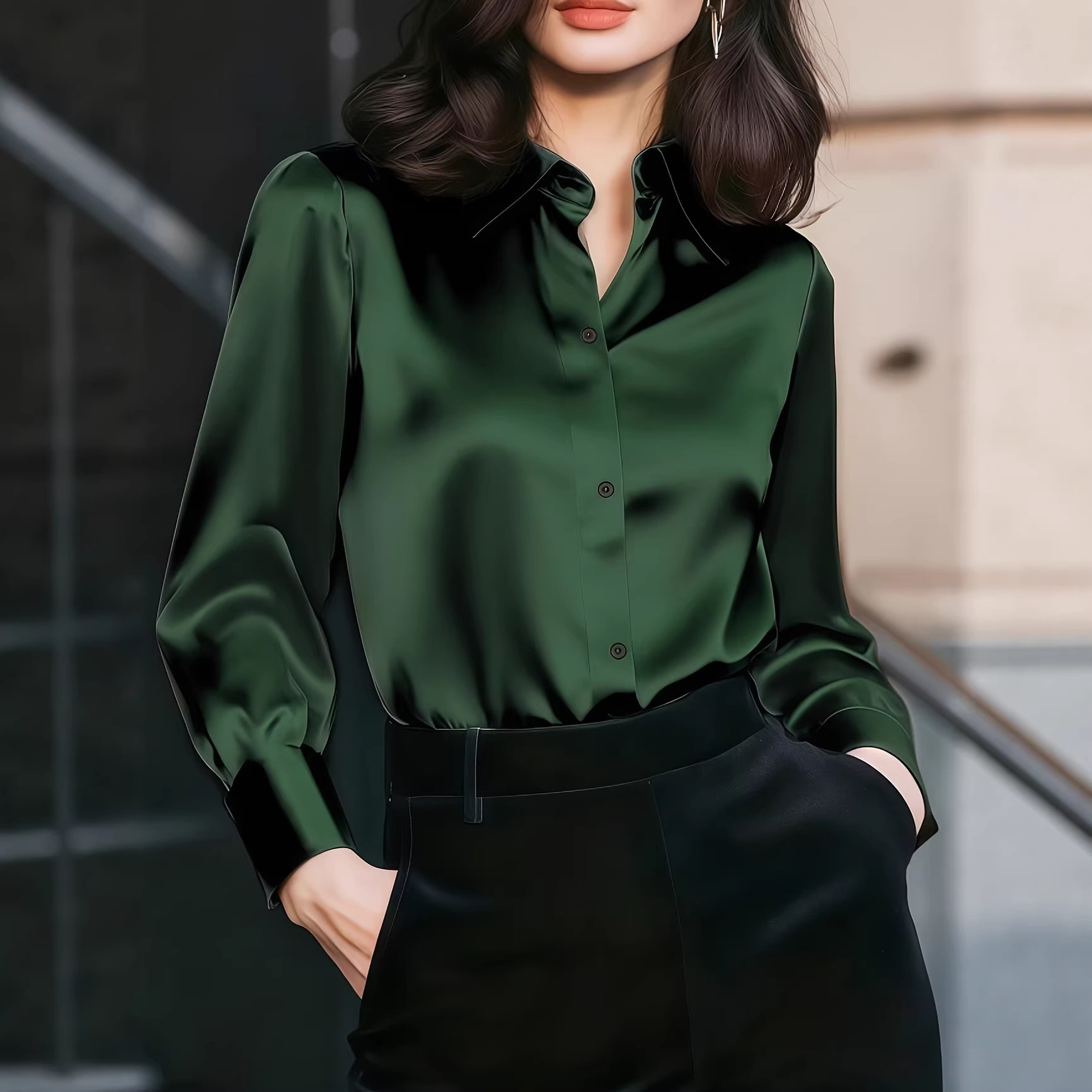Chemisier pour femmes en satin - Women'S Office Formal Wear For Ladies avis et prix